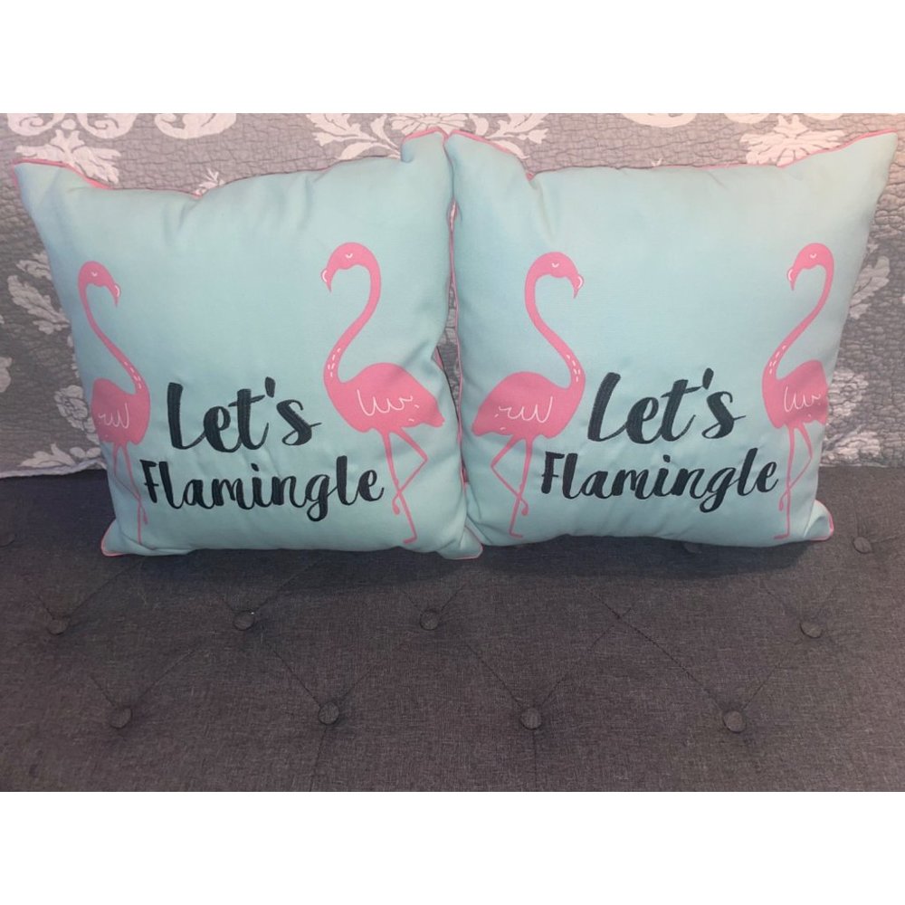 Lets Flamingle Outdoor Throw Pillow, 18"